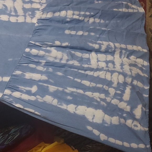 Strapless Smocked Sky Blue Tie Dye Ruffled Wide Leg Jumpsuit by JAPNA - Picture 6 of 10